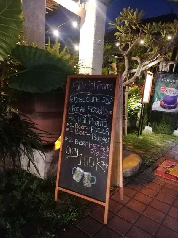 Go Look Eatery : Bali Hai promo
2 beer + pizza 100k
2 beer + burger 100k
2 beer + snack platter 100k
